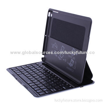 Protective Ultra Slim 78 Keys Bluetooth V3.0 Keyboard with Leather Case, for iPad Air, Black/Silver
